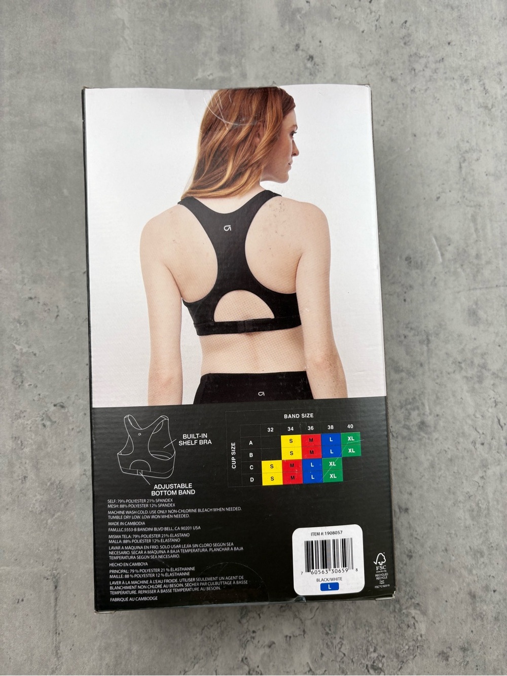 GapFit Women's 2-Pack Moisture Wicking Breathable Bra, Black/White, Size L - Picture 2 of 3